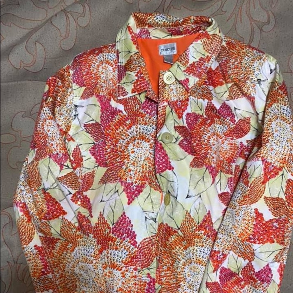 Chico’s print light weight jacket size 3
